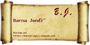 Barna Jenő névjegykártya